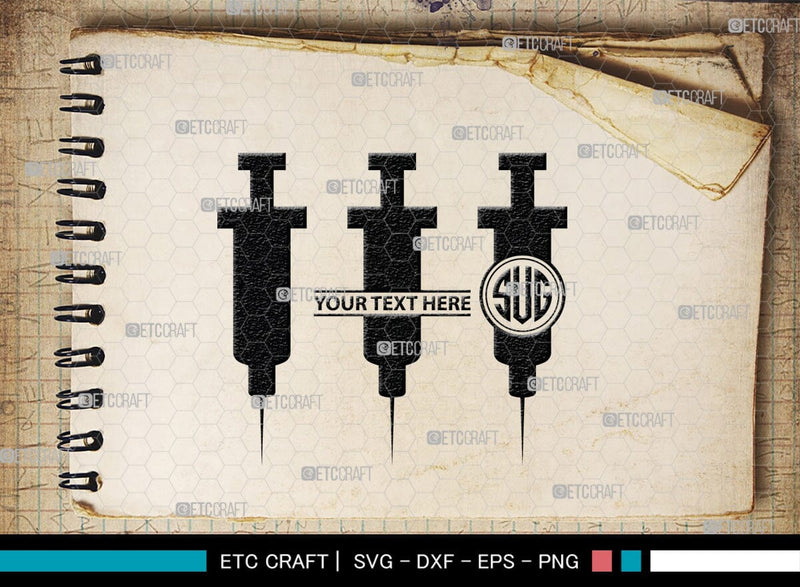 Monogram Injectable Pills Syringe Monogram, Syringe Silhouette, Syringe SVG, Injection Svg ...