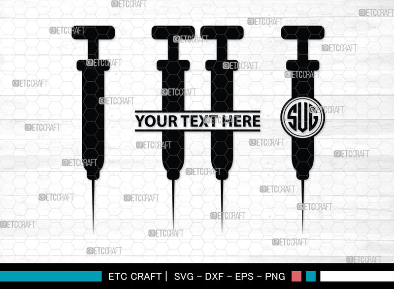 Monogram Injectable Pills Syringe Monogram, Syringe Silhouette, Syringe SVG, Injection Svg ...