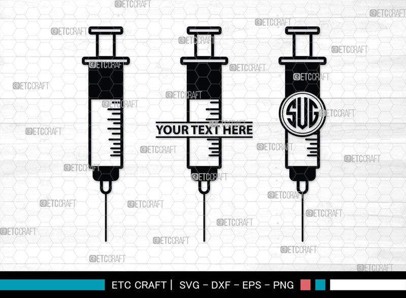 Monogram Injectable Pills Syringe Monogram, Syringe Silhouette, Syringe SVG, Injection Svg ...