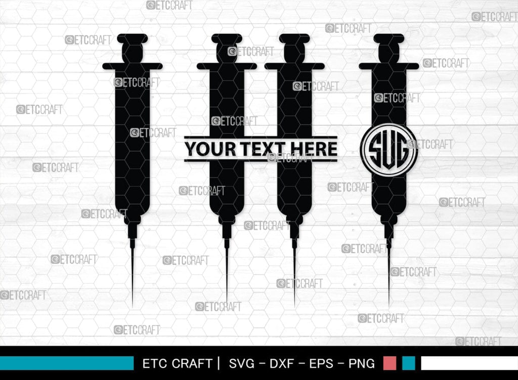 Monogram Injectable Pills Syringe Monogram, Syringe Silhouette, Syringe SVG, Injection Svg ...