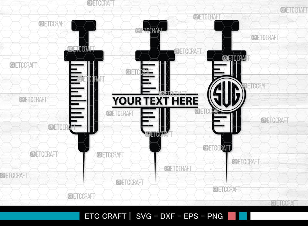 Monogram Injectable Pills Syringe Monogram, Syringe Silhouette, Syringe SVG, Injection Svg ...