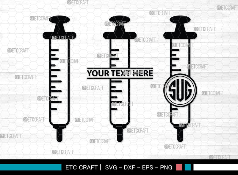 Monogram Injectable Pills Syringe Monogram, Syringe Silhouette, Syringe SVG, Injection Svg ...
