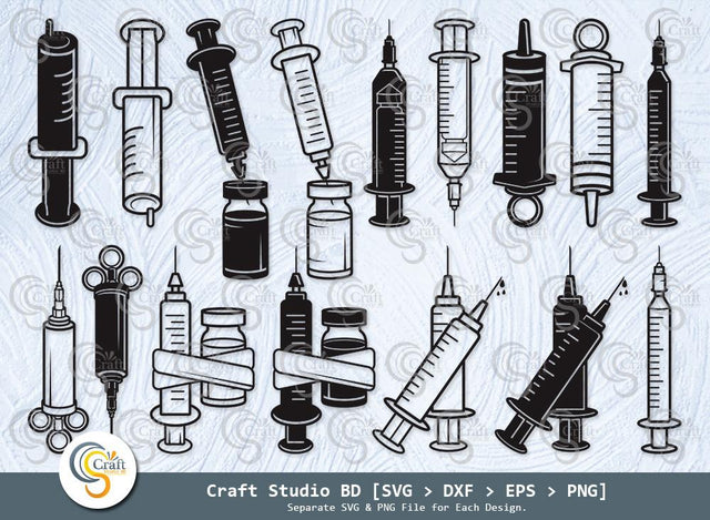 Syringe Silhouette, Vaccination Syringe Svg, Covid Vaccine Svg, Injection Svg, Medical Svg, Syringe SVG Bundle SVG ETC Craft 