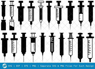 Syringe SVG Cut Files | Syringe Needle Silhouette Bundle SVG ETC Craft 
