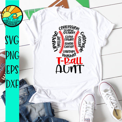 T Ball Aunt Words - SVG PNG DXF EPS SVG On the Beach Boutique 