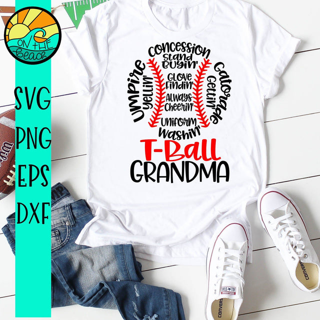 T Ball Grandma Words - SVG PNG DXF EPS SVG On the Beach Boutique 