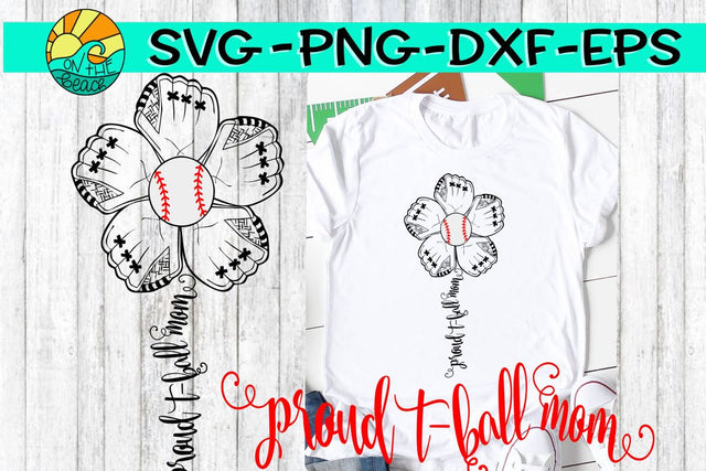 T-Ball Mom Flower Glove -SVG - DXF - EPS - PNG SVG On the Beach Boutique 
