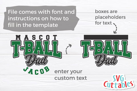 T-Ball svg - T-Ball Dad Template 002 - svg - dxf - eps - png - Cut File - Silhouette - Cricut - Digital Download SVG Svg Cuttables 