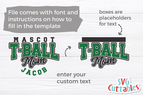 T-Ball svg - T-Ball Mom Template 001 - svg - dxf - eps - png - Cut File - Silhouette - Cricut - Digital Download SVG Svg Cuttables 