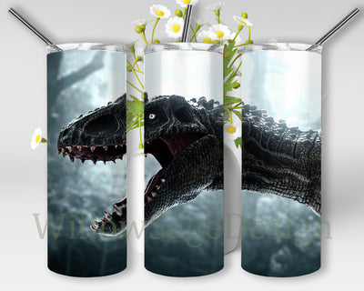 T-rex 20oz Skinny Tumbler, Tyrannosaurus Tumbler Png, Dinosaur Sublimation Design, Jurassic World Tumbler Design, Digital Download Sublimation WillowSageDesign 