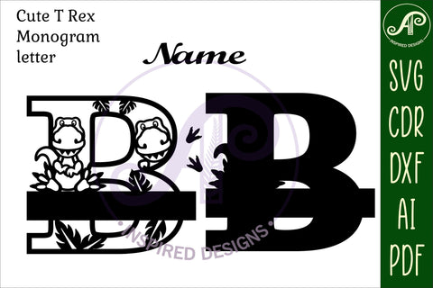 T Rex Capital Letter B SVG Cut File SVG APInspireddesigns 