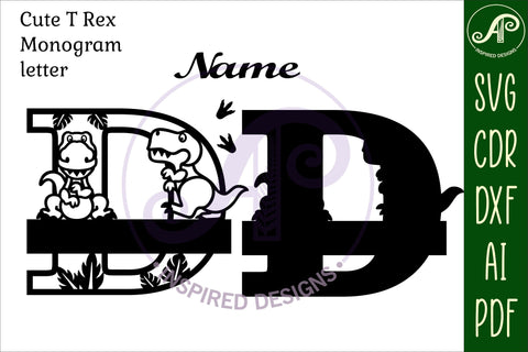 T Rex Capital Letter D SVG Cut File SVG APInspireddesigns 