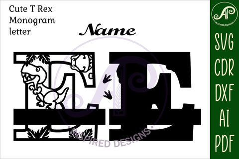 T Rex Capital Letter E SVG Cut File SVG APInspireddesigns 