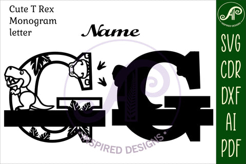 T Rex Capital Letter G SVG Cut File SVG APInspireddesigns 