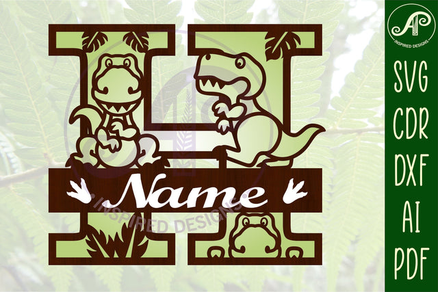 T Rex Capital Letter H SVG Cut File SVG APInspireddesigns 