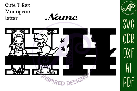 T Rex Capital Letter H SVG Cut File SVG APInspireddesigns 