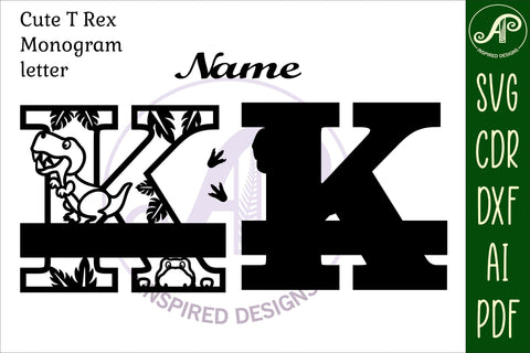 T Rex Capital Letter K SVG Cut File SVG APInspireddesigns 