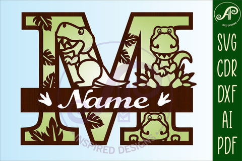 T Rex Capital Letter M SVG Cut File SVG APInspireddesigns 