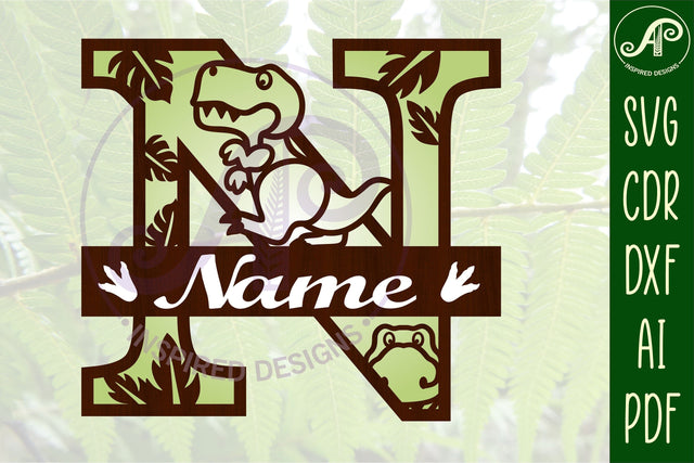 T Rex Capital Letter N SVG Cut File SVG APInspireddesigns 