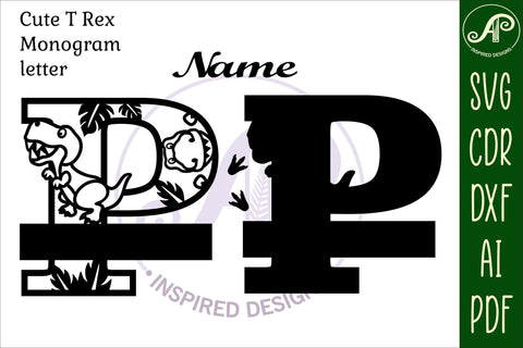 T Rex Capital Letter P SVG Cut File SVG APInspireddesigns 