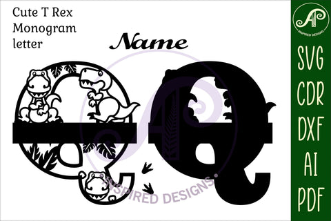 T Rex Capital Letter Q SVG Cut File SVG APInspireddesigns 