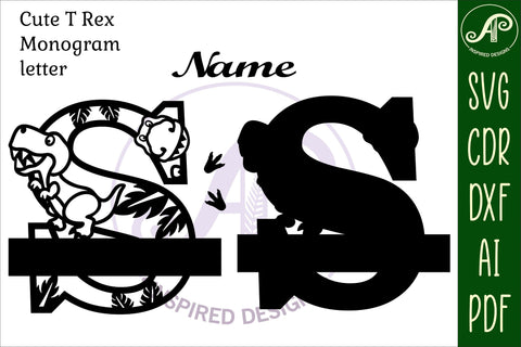 T Rex Capital Letter S SVG Cut File SVG APInspireddesigns 