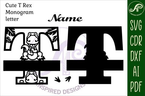 T Rex Capital Letter T SVG Cut File SVG APInspireddesigns 