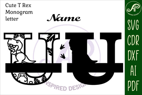 T Rex Capital Letter U SVG Cut File SVG APInspireddesigns 