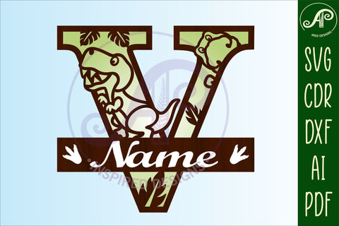 T Rex Capital Letter V SVG Cut File SVG APInspireddesigns 
