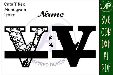 T Rex Capital Letter V SVG Cut File SVG APInspireddesigns 