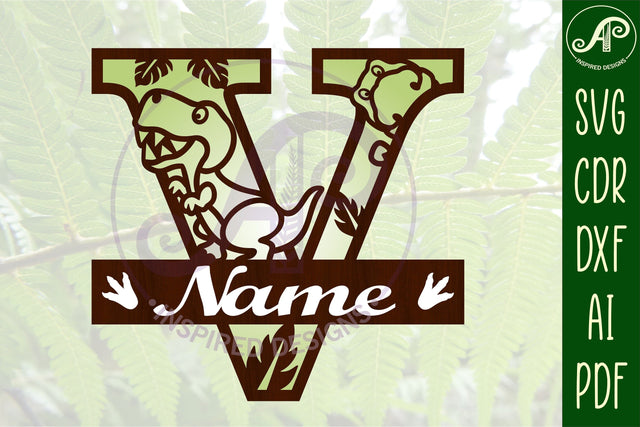 T Rex Capital Letter V SVG Cut File SVG APInspireddesigns 