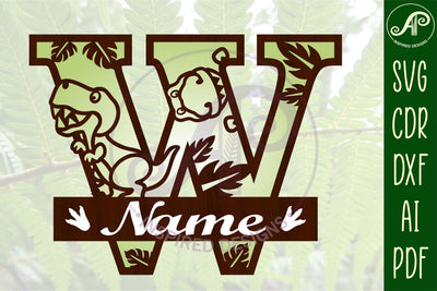 T Rex Capital Letter W SVG Cut File SVG APInspireddesigns 