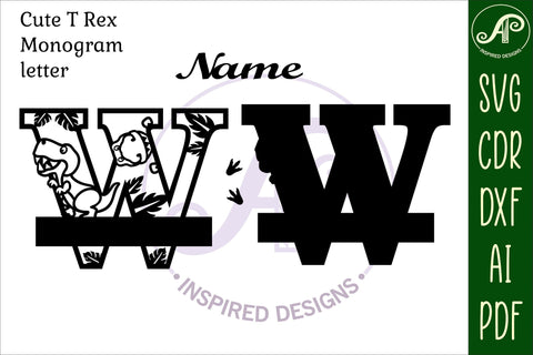 T Rex Capital Letter W SVG Cut File SVG APInspireddesigns 