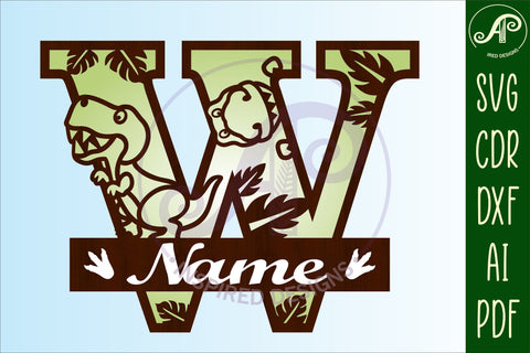 T Rex Capital Letter W SVG Cut File SVG APInspireddesigns 