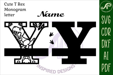 T Rex Capital Letter Y SVG Cut File SVG APInspireddesigns 