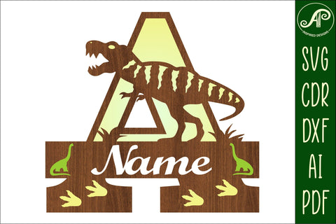 T Rex monogram capital letter A SVG laser cut file SVG APInspireddesigns 