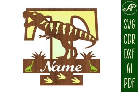 T Rex monogram capital letter T SVG laser cut file SVG APInspireddesigns 