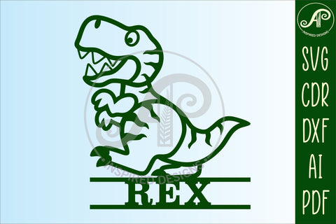 T Rex theme Name sign svg laser cut template SVG APInspireddesigns 