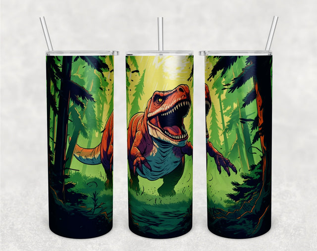 T-Rex Tumbler Wrap, 20oz Skinny Tumbler Sublimation Design, Dinosaur Tumbler PNG Sublimation HappyDesignStudio 
