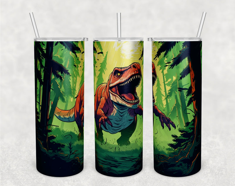T-Rex Tumbler Wrap, 20oz Skinny Tumbler Sublimation Design, Dinosaur Tumbler PNG Sublimation HappyDesignStudio 