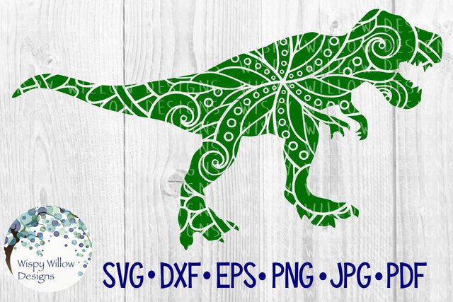 T Rex Zentangle | Dinosaur SVG Wispy Willow Designs 