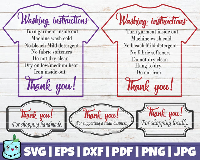 T Shirt Care Cards SVG MintyMarshmallows 