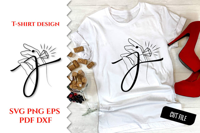 T shirt designs. Line art woman. Calligraphy J letters. SVG SVG Angelina Semenova 