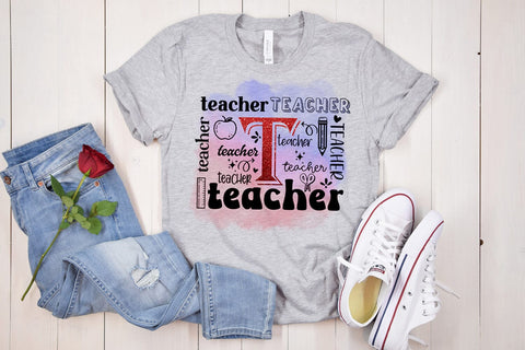 T- Teacher Sublimation PNG I Teacher Sublimation I Teacher PNG Sublimation Happy Printables Club 