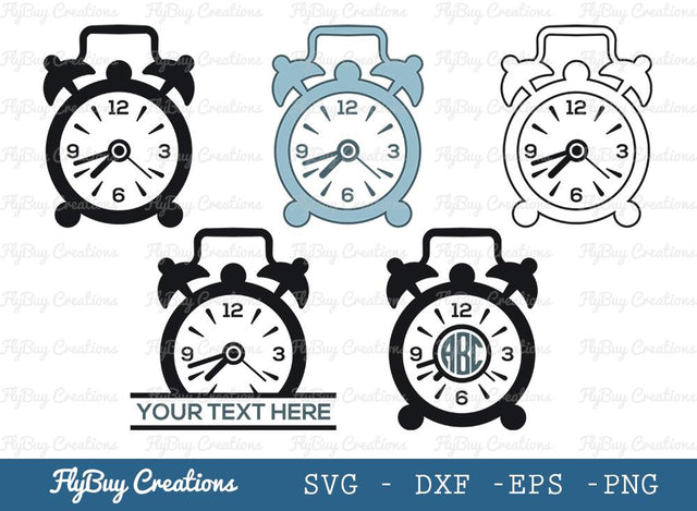 Table Clock Svg Cut File| Watch | Timer | Clock | Stop Watch | Alarm Clock | Circle Monogram | Split Monogram SVG ETC Craft 