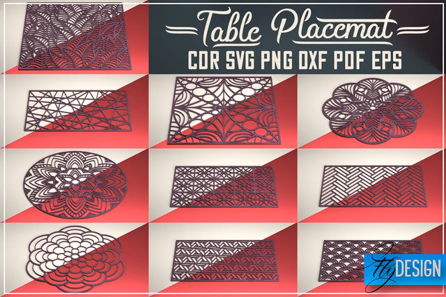 Table Placemat Laser Cut SVG | Table Placemat SVG Design | CNC Files SVG Fly Design 