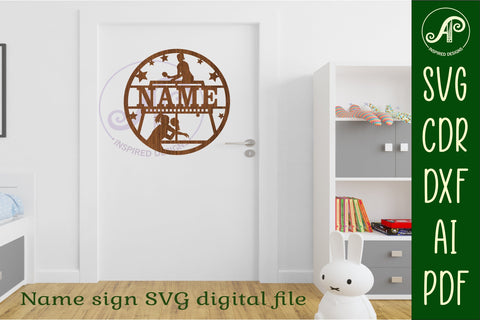 Table Tennis female name sign svg laser cut template SVG APInspireddesigns 