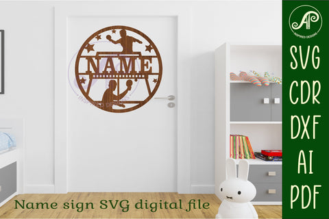 Table Tennis male name sign svg laser cut template SVG APInspireddesigns 