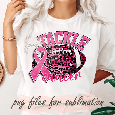 Tackle Cancer Design Png, Sport Breast Cancer Awareness Png, Leopard Pink Football Design Png, Pink Ribon Sublimation Png, In October Png , Digital Download Sublimation PrintingLife 