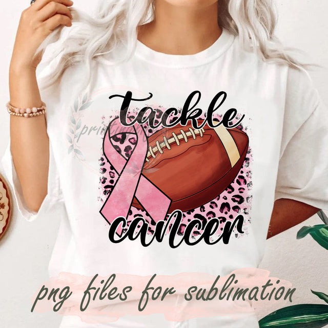 Tackle Cancer Sublimation PNG, Breast Cancer Awareness Png, Pink Ribon Design Png, Leopard Pink Png, Cancer Awareness Png, Football Ball Png, Digital Download Sublimation PrintingLife 
